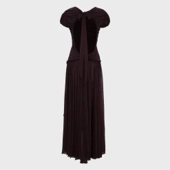Adeline Gathered Open Back Mesh Maxi Dress