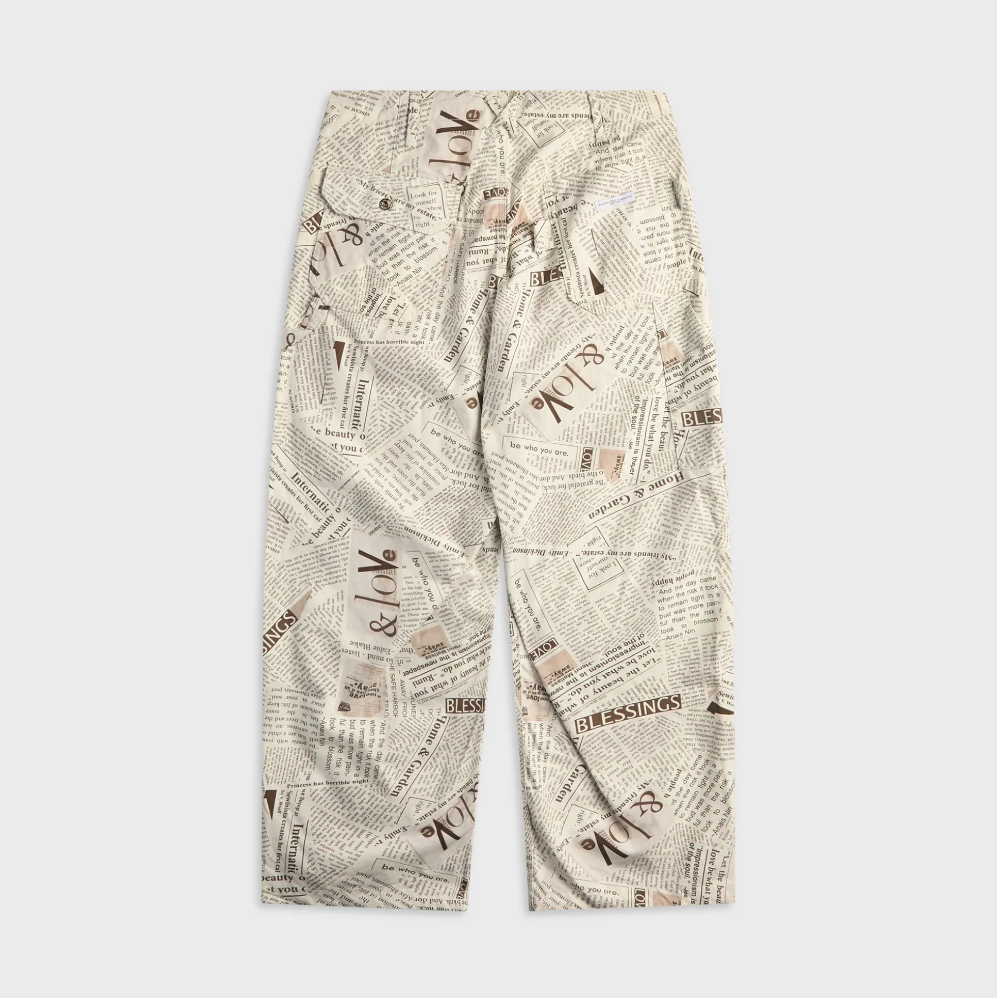 Cotton Newspaper Print Canvas Painter Pant