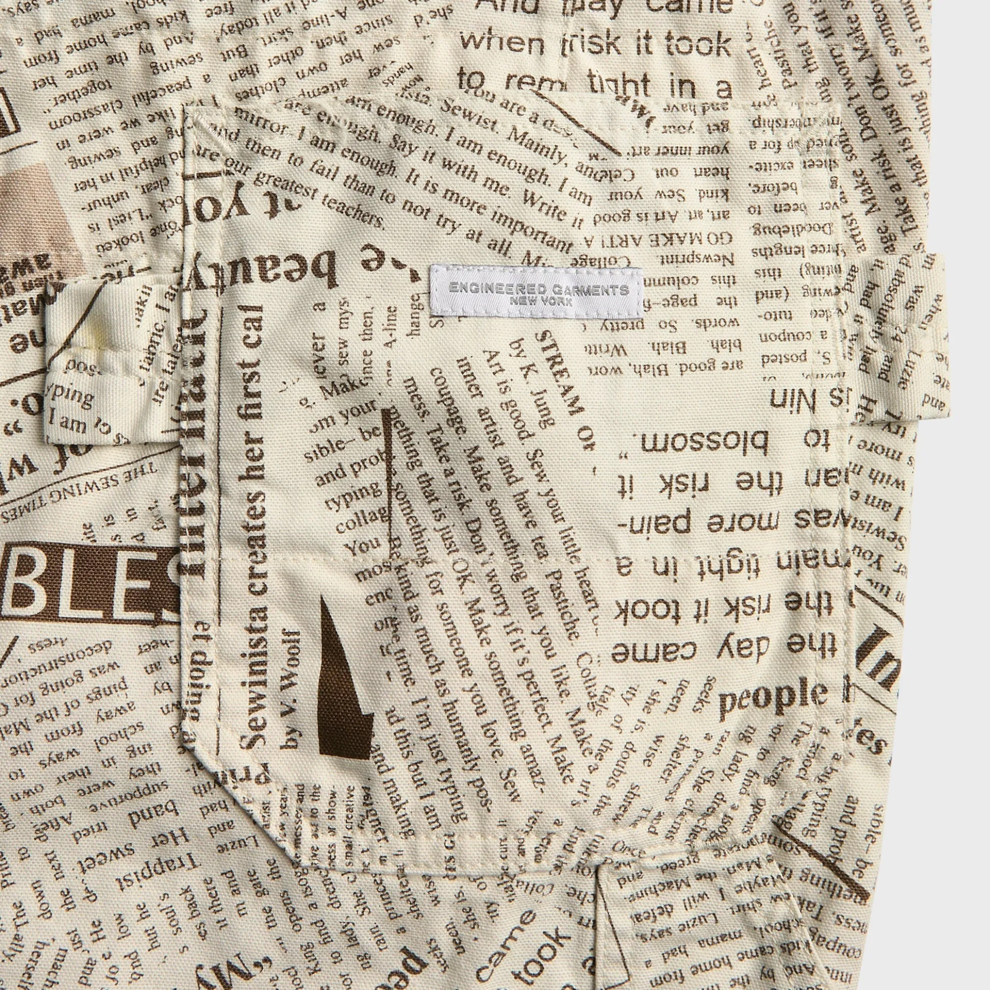 Cotton Newspaper Print Canvas Painter Pant