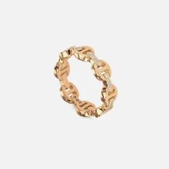 Dame Tri-Link Ring with Diamond Bridges