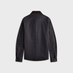 Denim Corduroy-Timmed Shirt Jacket