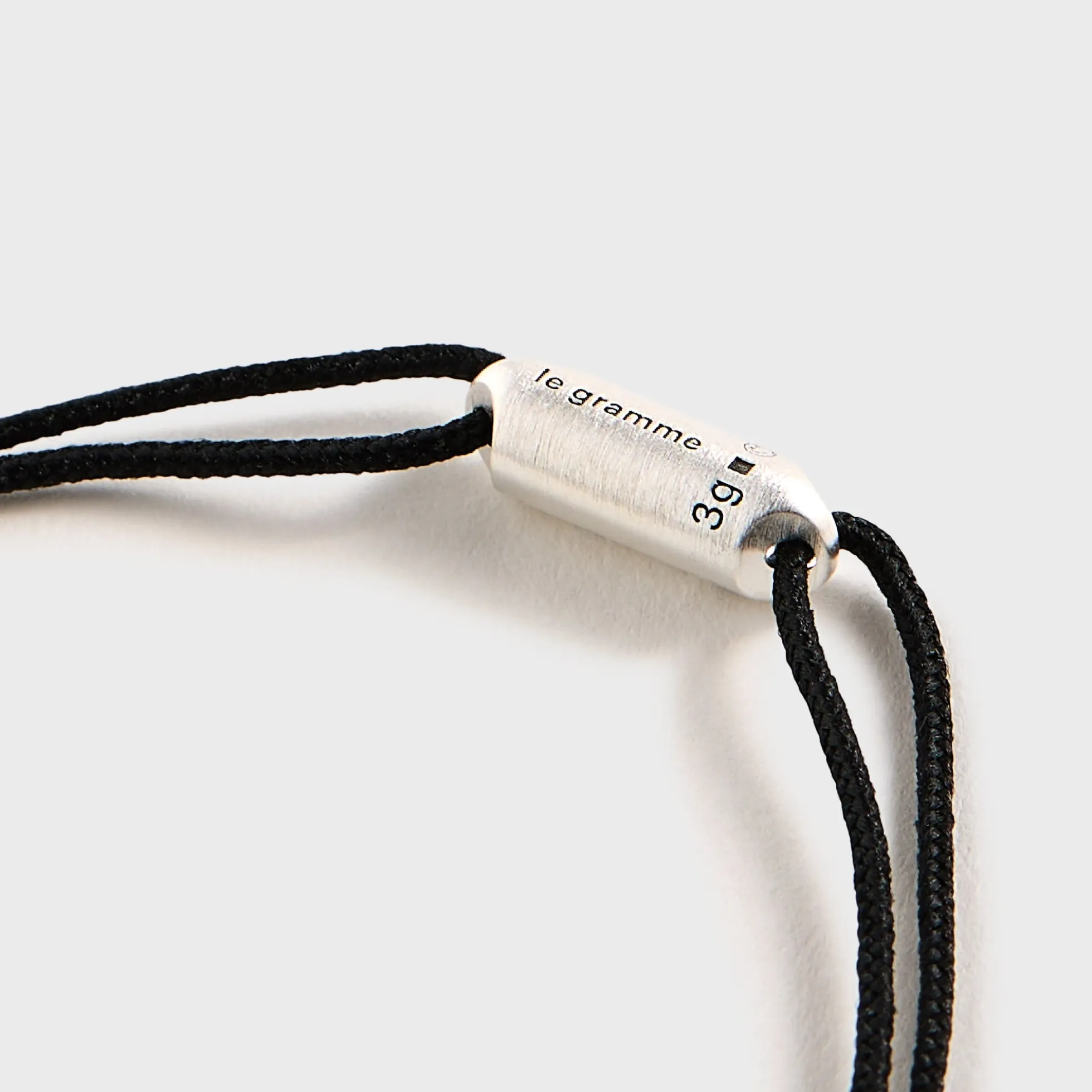 3g Brushed Sterling Silver Black Cord Bracelet Segment