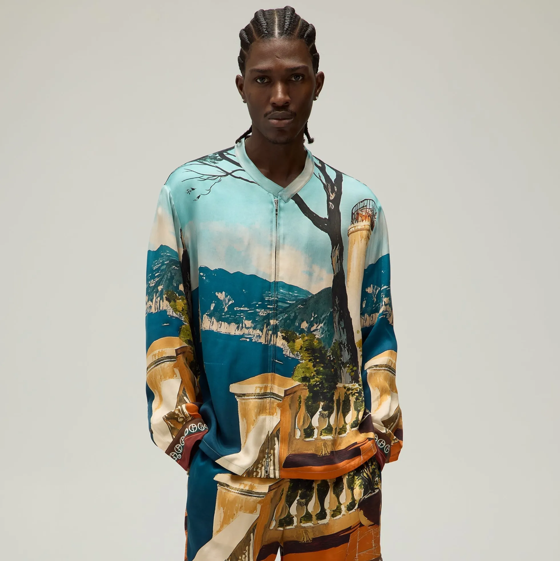 Giorgio Armani & Kith Capri Long Sleeve Zip-Up Shirt