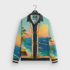 Giorgio Armani & Kith Ornamental Print Long Sleeve Thompson Camp Collar Shirt