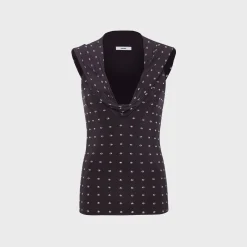 Hunni Cape Detailed Studded Jersey Top