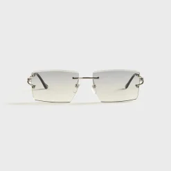 Icon Rimless Drill Mount 24KT White Gold Sunglasses
