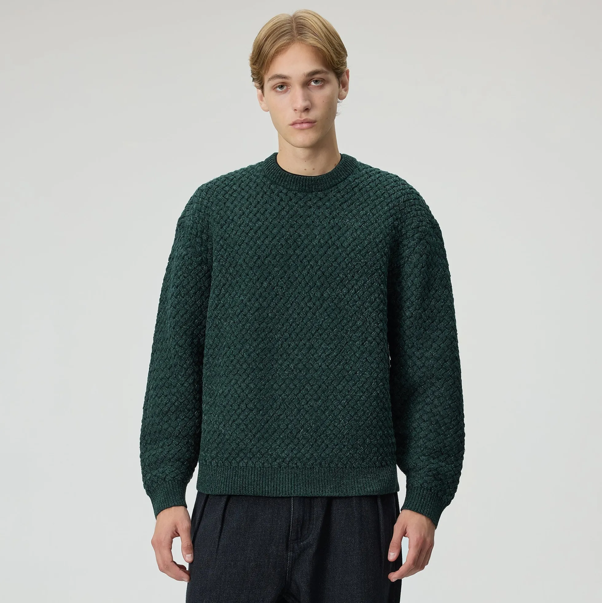 &Kin Basketweave Chenille Lewis Crewneck