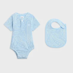 Kith Baby Paisley Jacquard Henley Romper Box Set