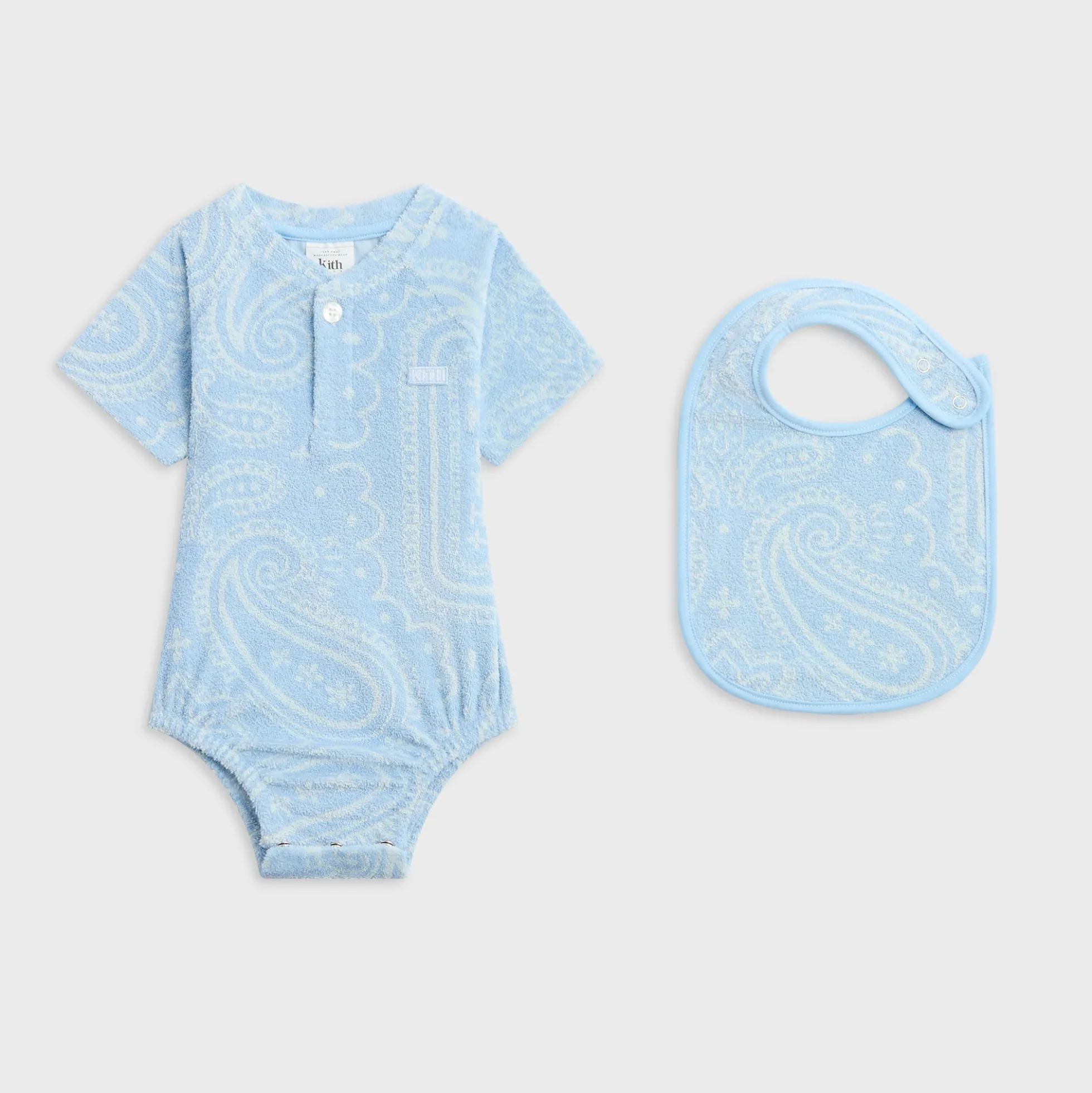 Kith Baby Paisley Jacquard Henley Romper Box Set