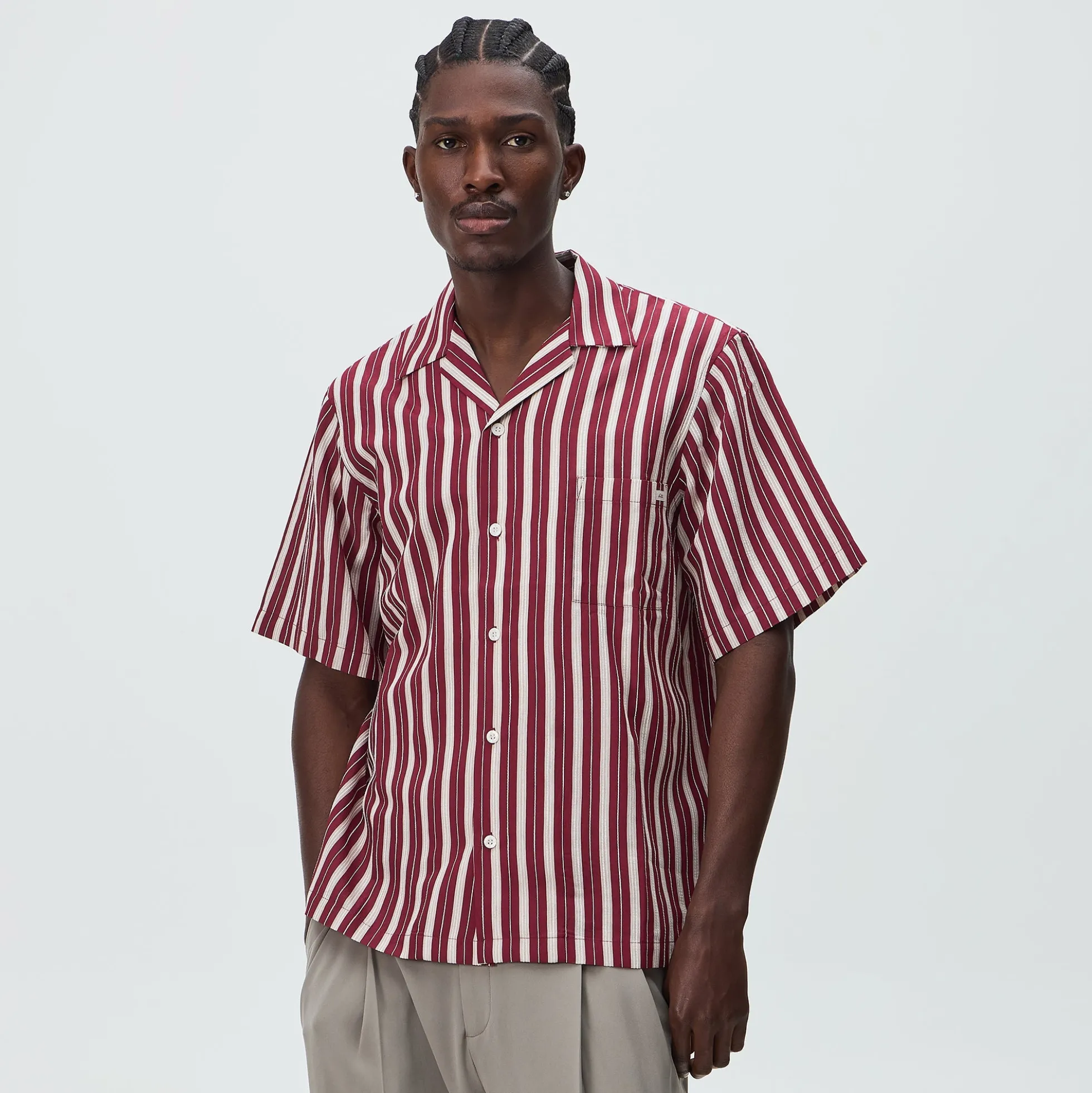 Kith Barre Stripe Thompson Camp Collar Shirt