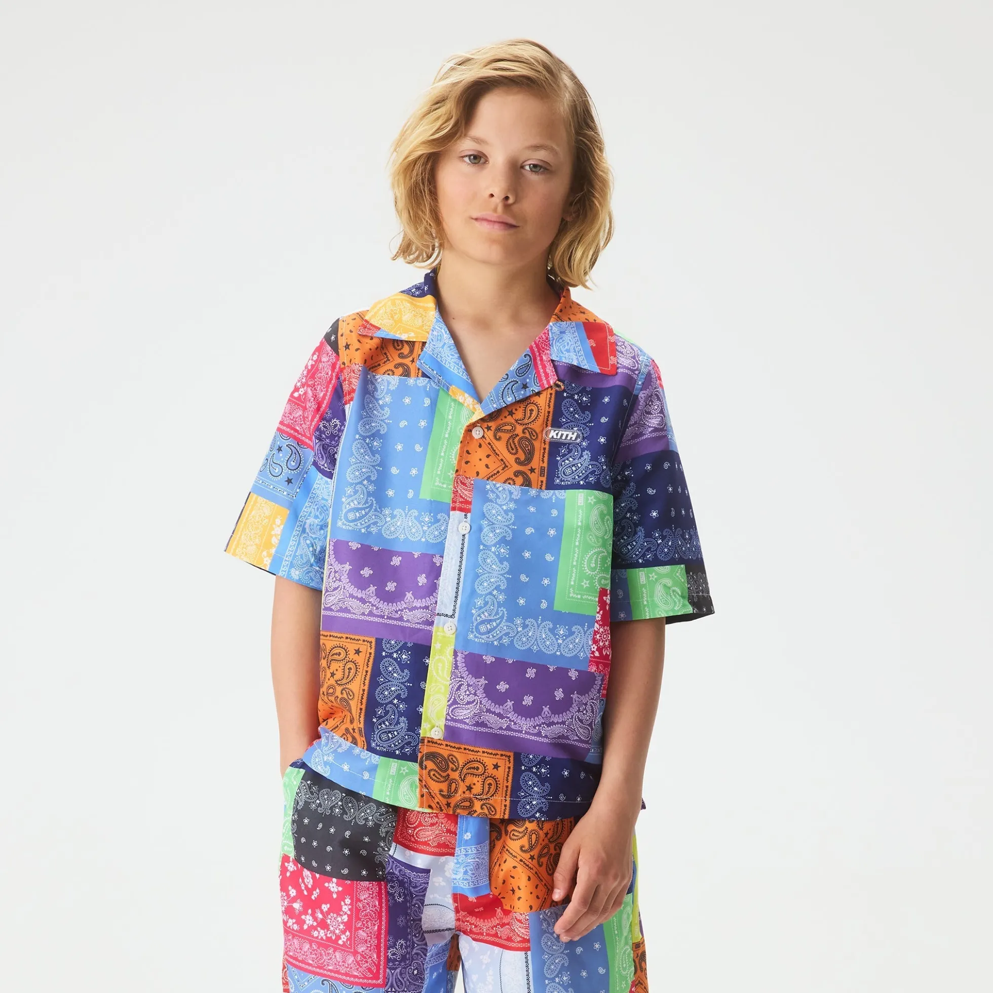 Kith Kids Bandana Splice Thompson Camp Swim Shirt