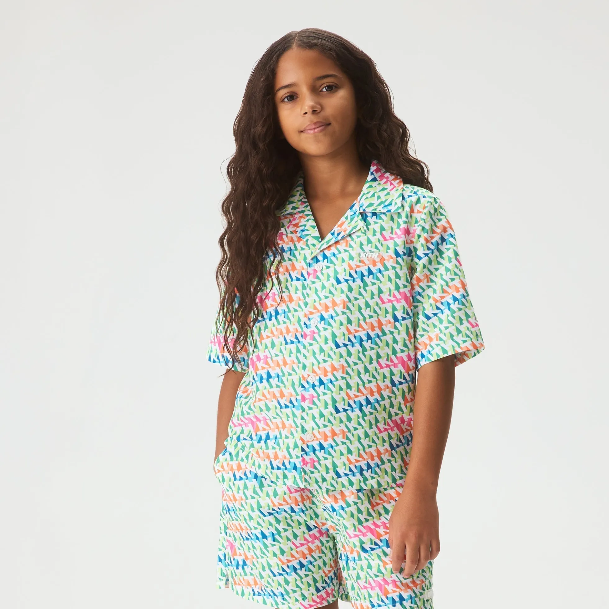 Kith Kids 3D Monogram Thompson Camp Swim Shirt