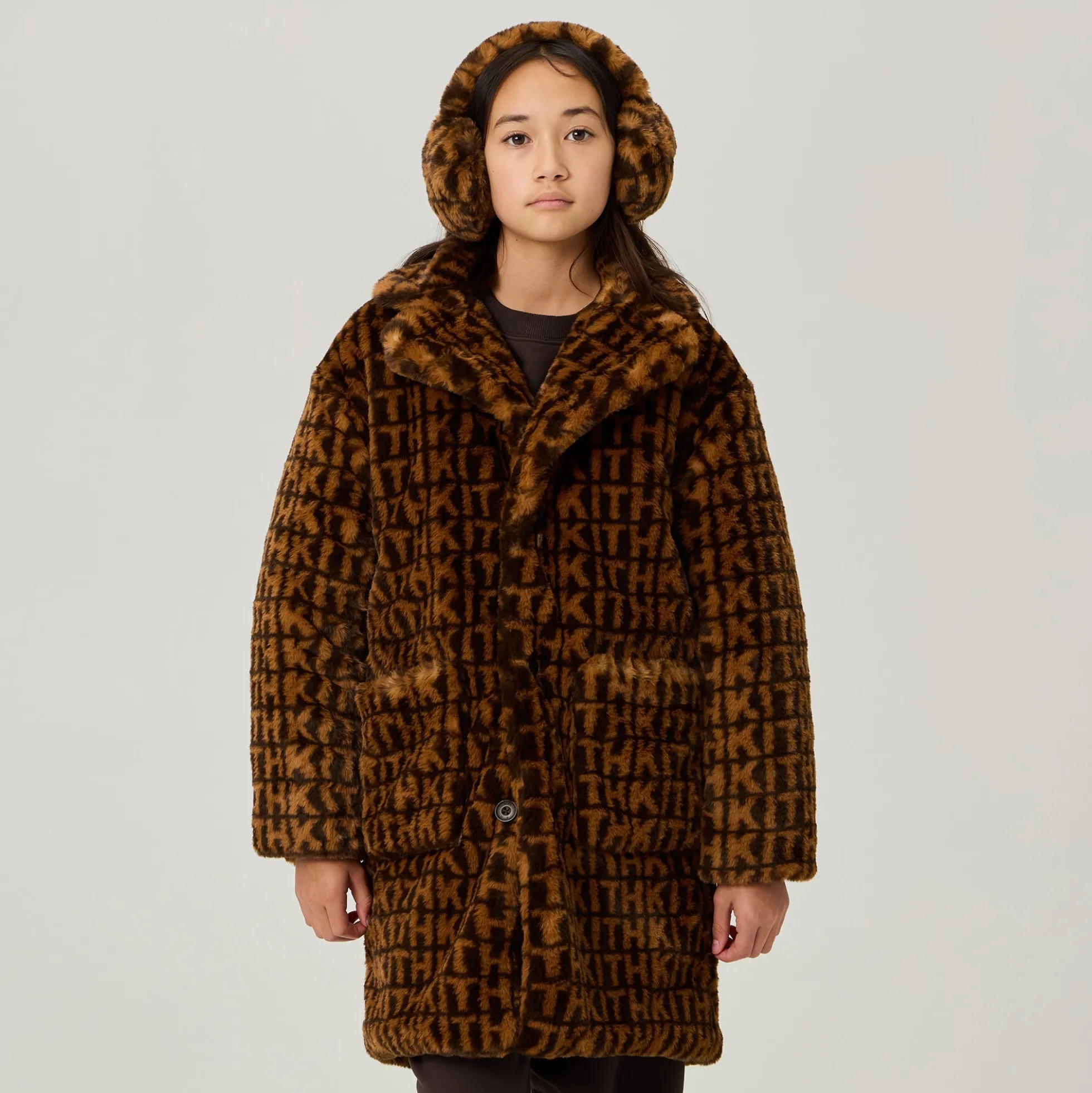 Kith Kids Faux Fur Monogram Royce Coat