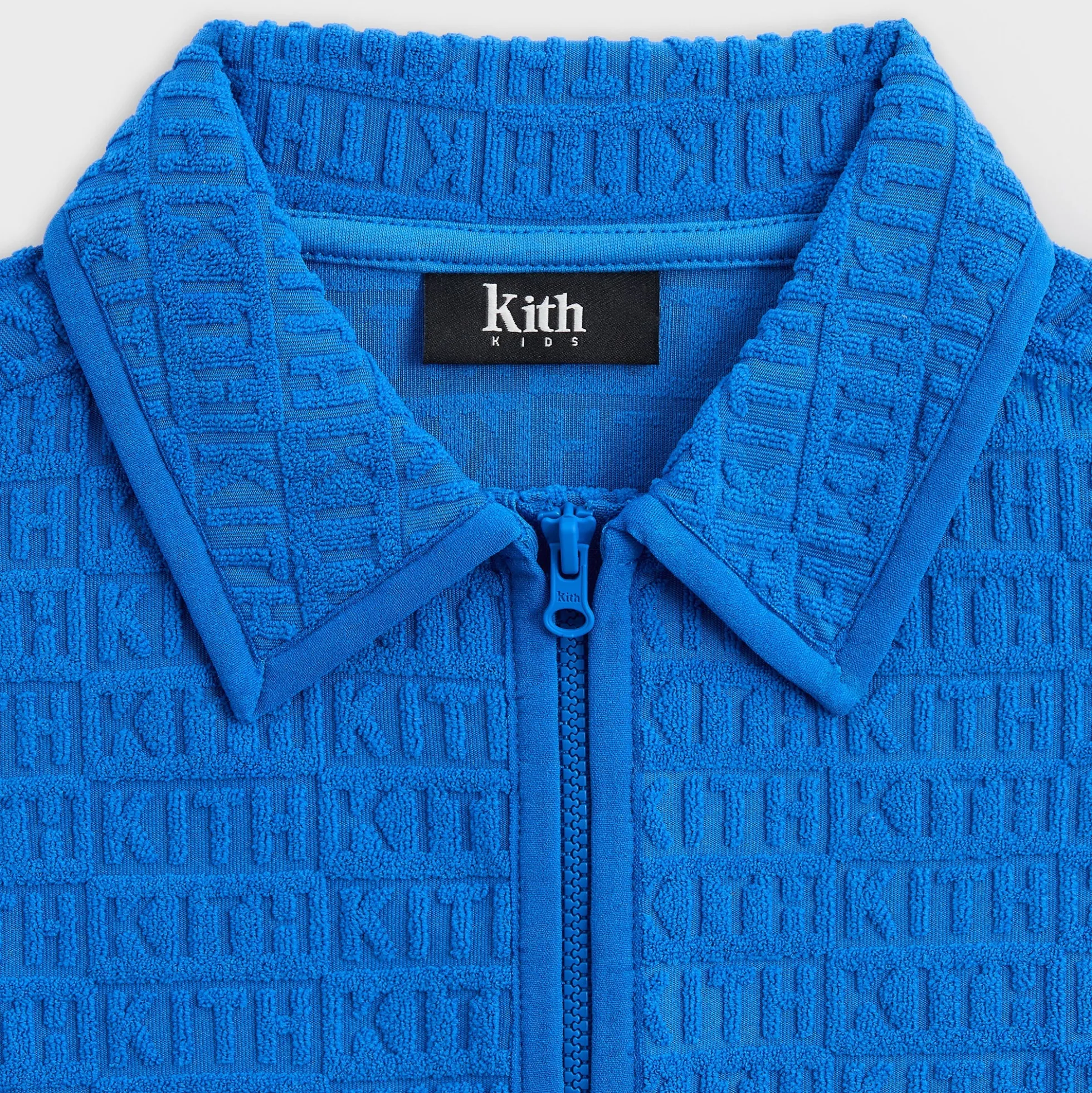 Kith Kids Textured Monogram Zip Front Camp Shirt