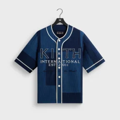 Kith Patchwork Indigo Seersucker Short Sleeve Daley Shirt