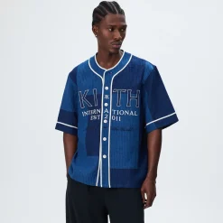 Kith Patchwork Indigo Seersucker Short Sleeve Daley Shirt
