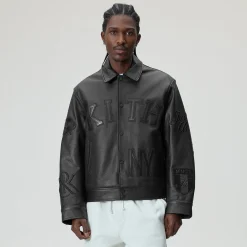 Kith Pebbled Leather Varsity Coaches Jacket