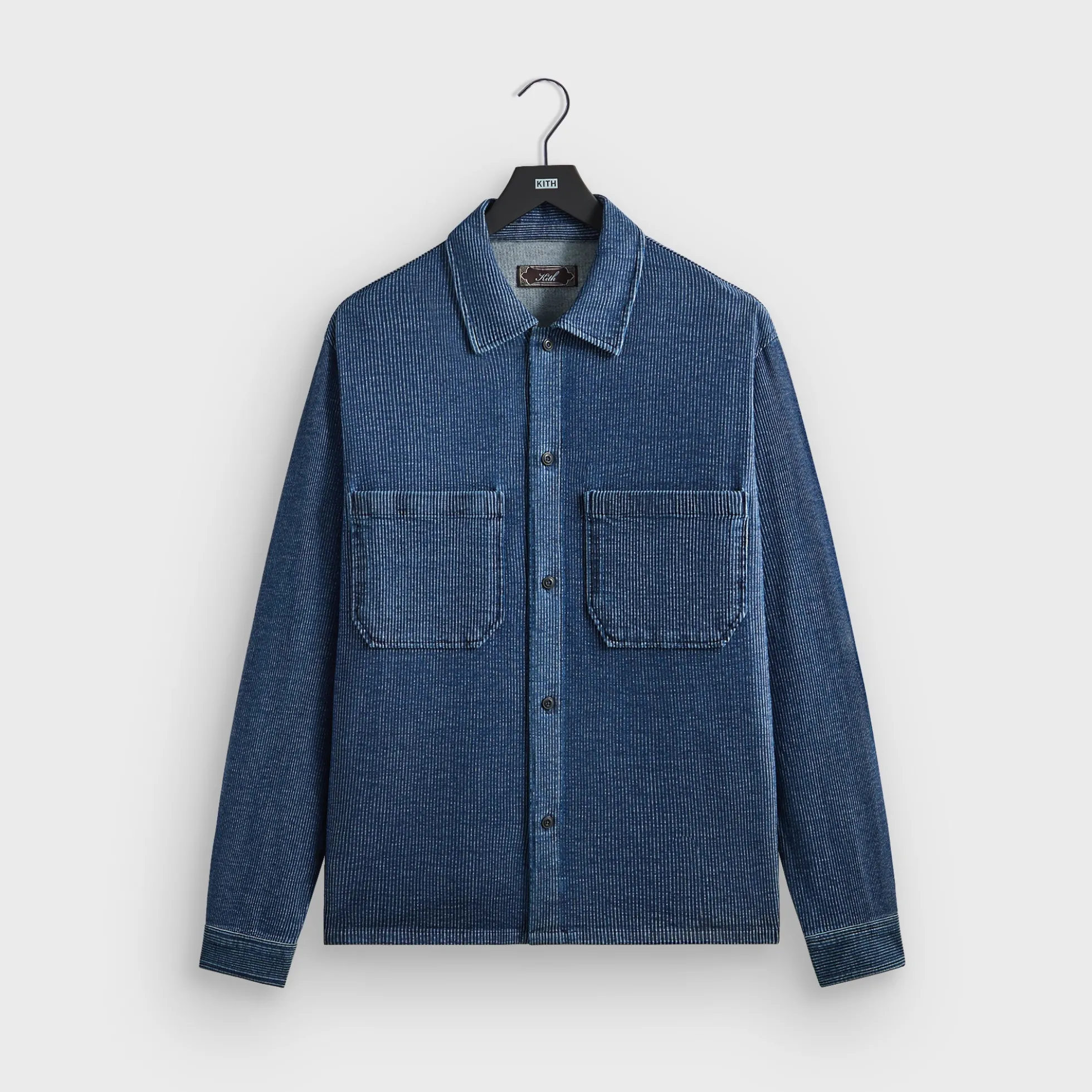 Kith Railroad Stripe Indigo Boxy Collar Overshirt