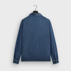 Kith Railroad Stripe Indigo Boxy Collar Overshirt