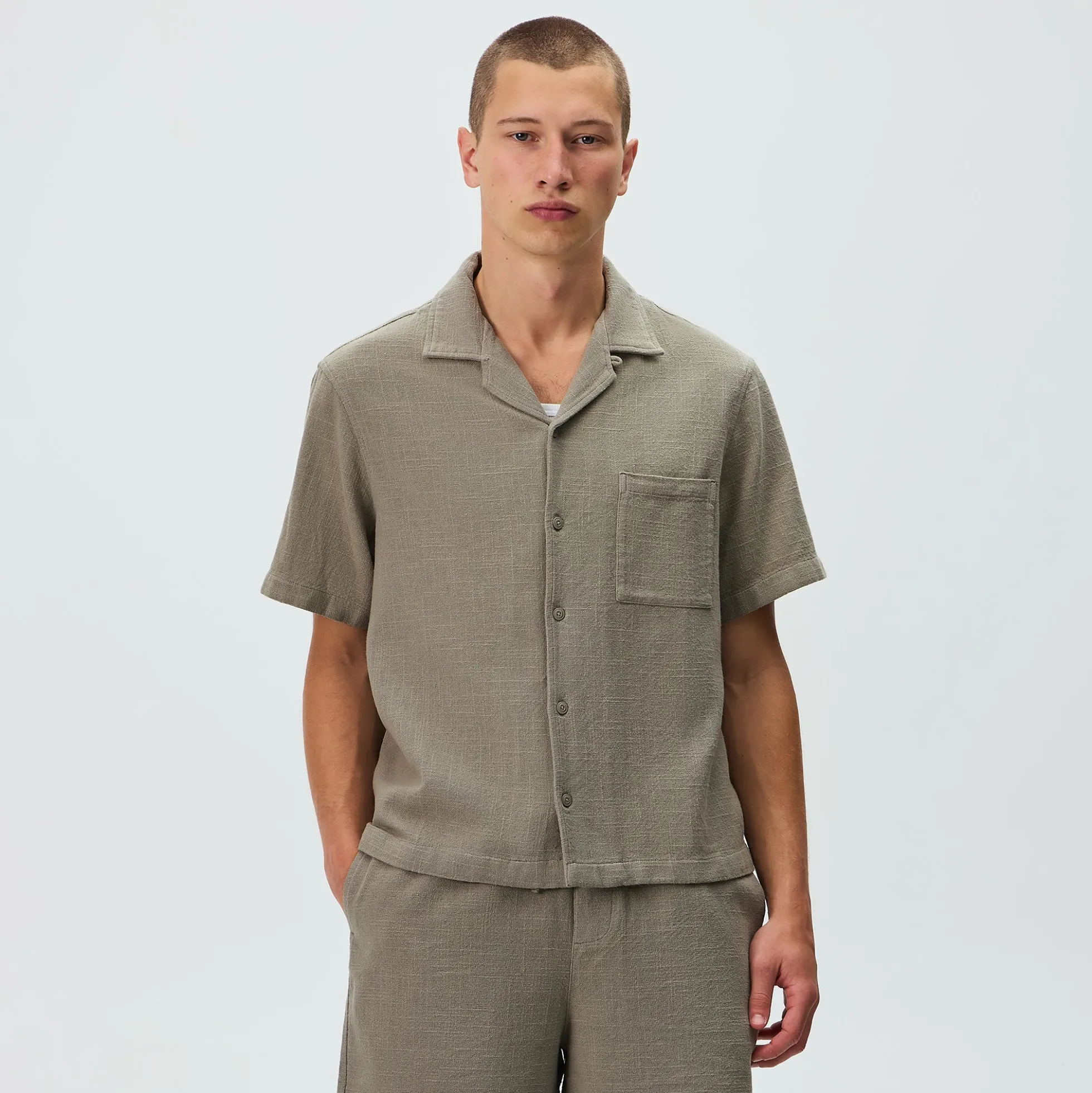 Kith Soft Woven Cropped Beckham Camp Collar Shirt