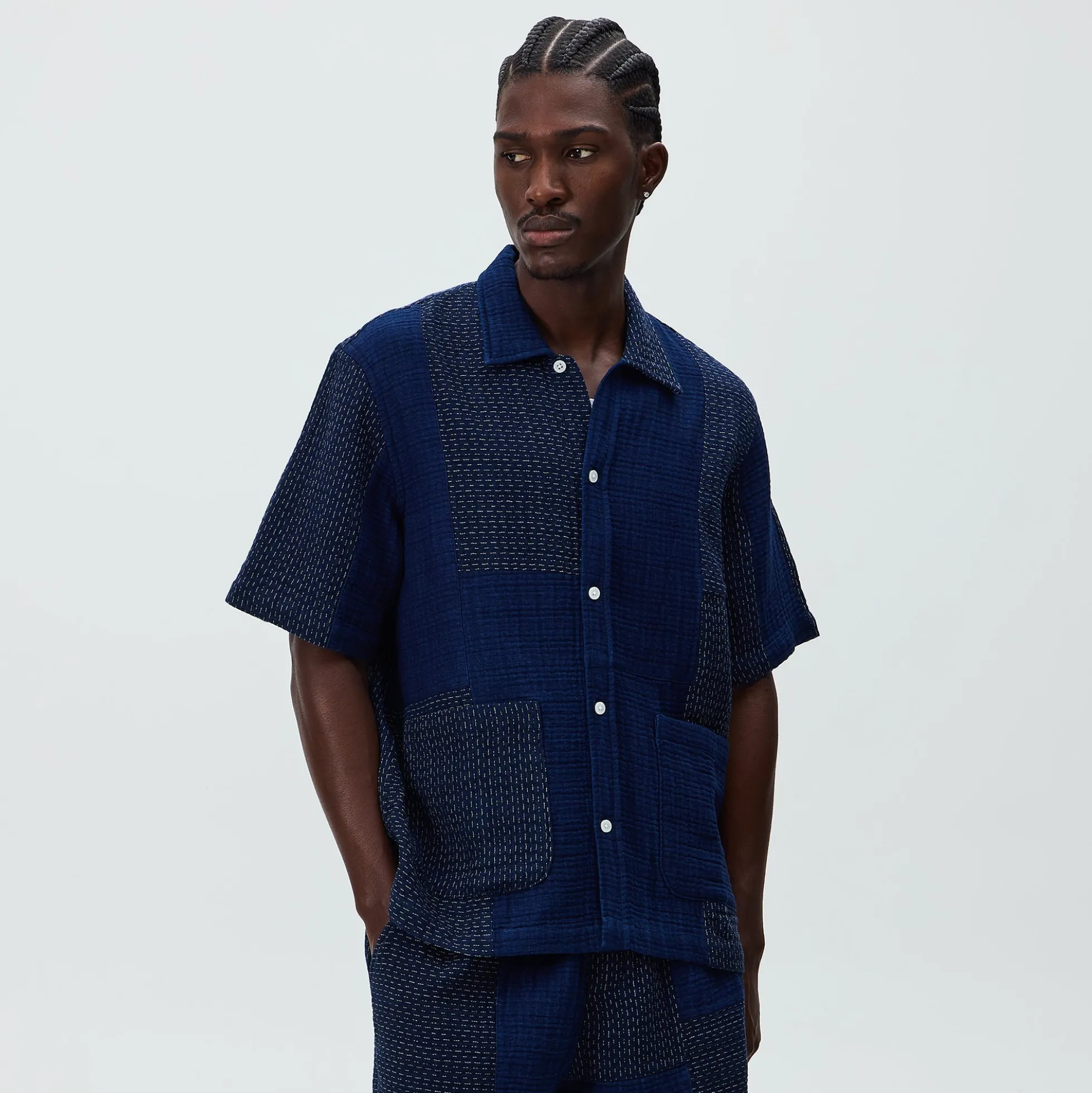 Kith Stitched Patchwork Boxy Collared Overshirt
