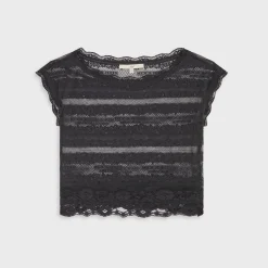 Lisa for Kith Women Cesca Logo Lace Cropped Tee