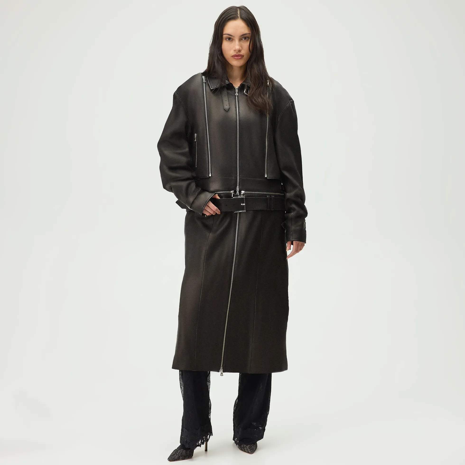 Lisa for Kith Women Hera Convertible Leather Coat