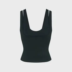 Matte Double-Strap Scoop Tank Top