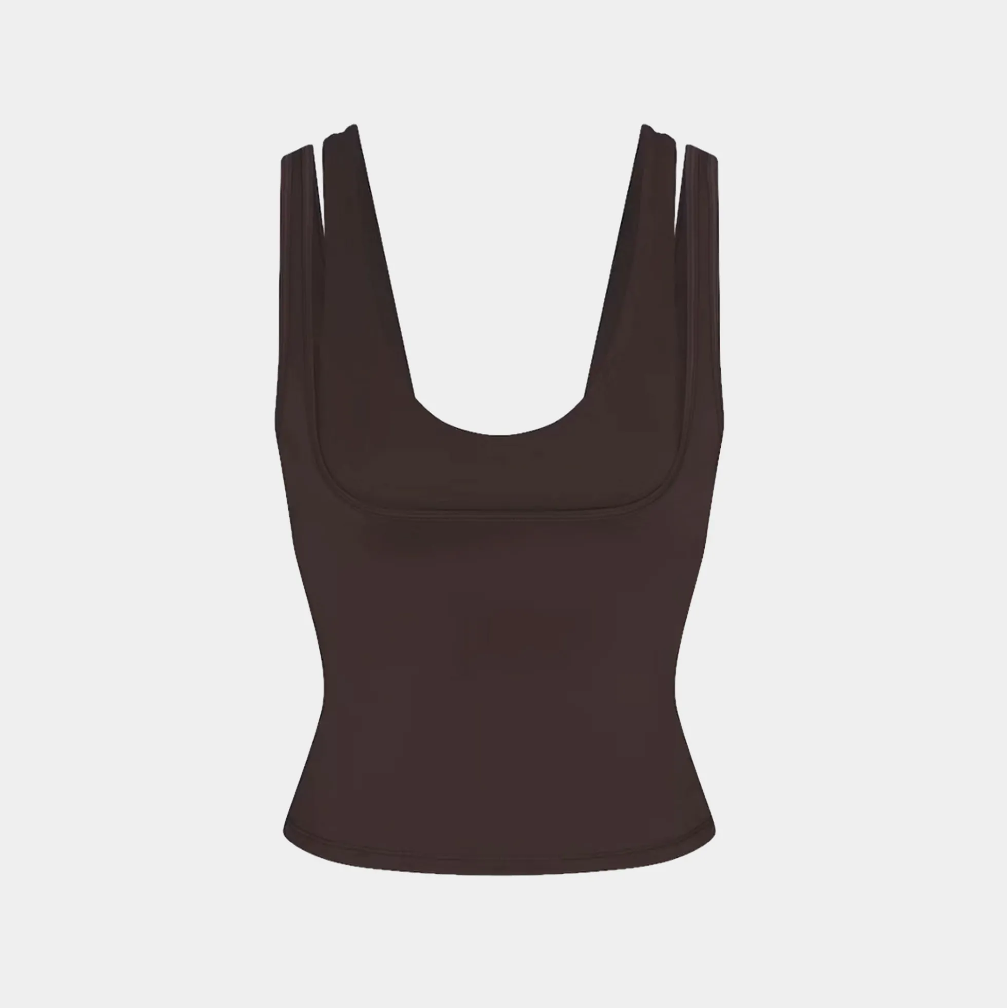 Matte Double-Strap Scoop Tank Top
