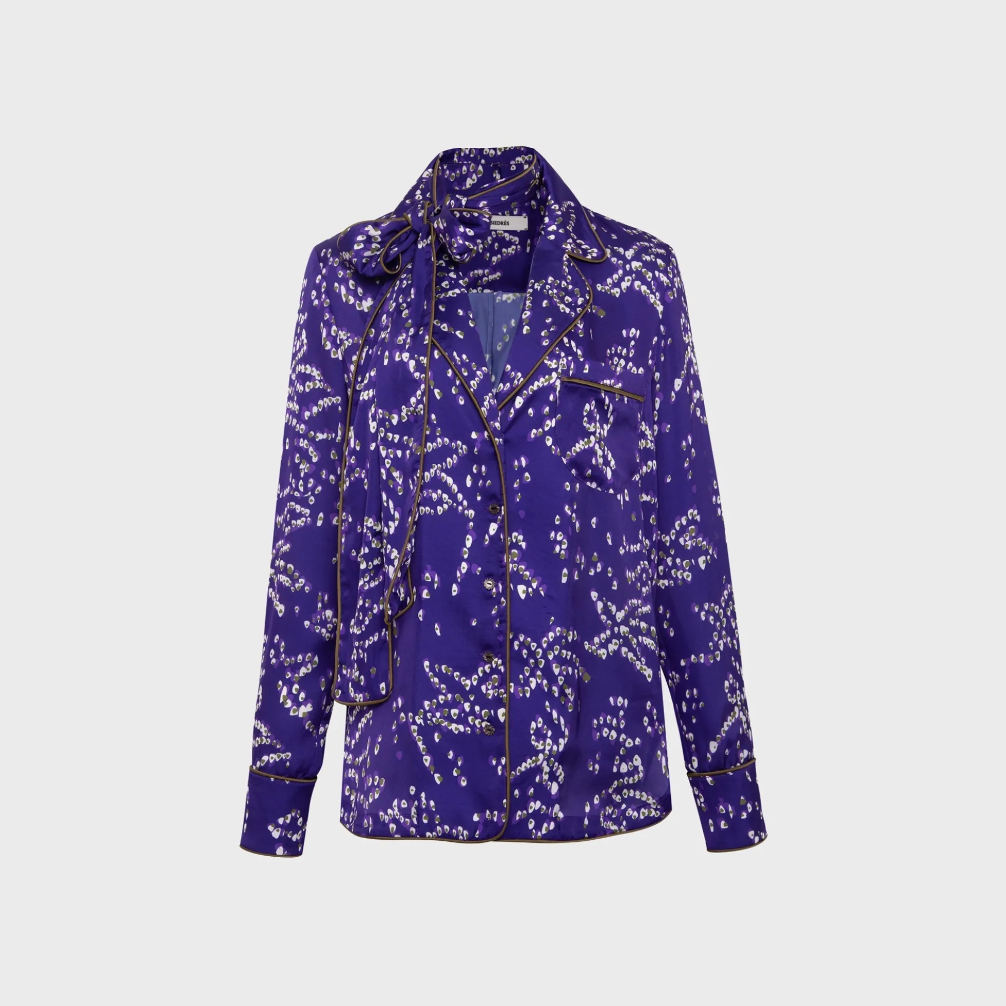 Micla Printed Satin Button Down Shirt