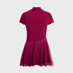 Mock Neck Cap Sleeve Flared Pickleball Dress