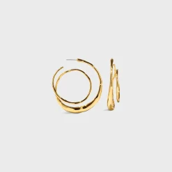 Molten Gold Spiral Hoop Earrings
