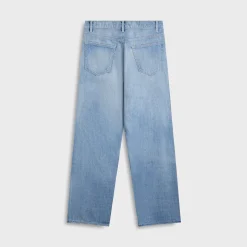 Selvedge Faded Light Denim Wide Pants
