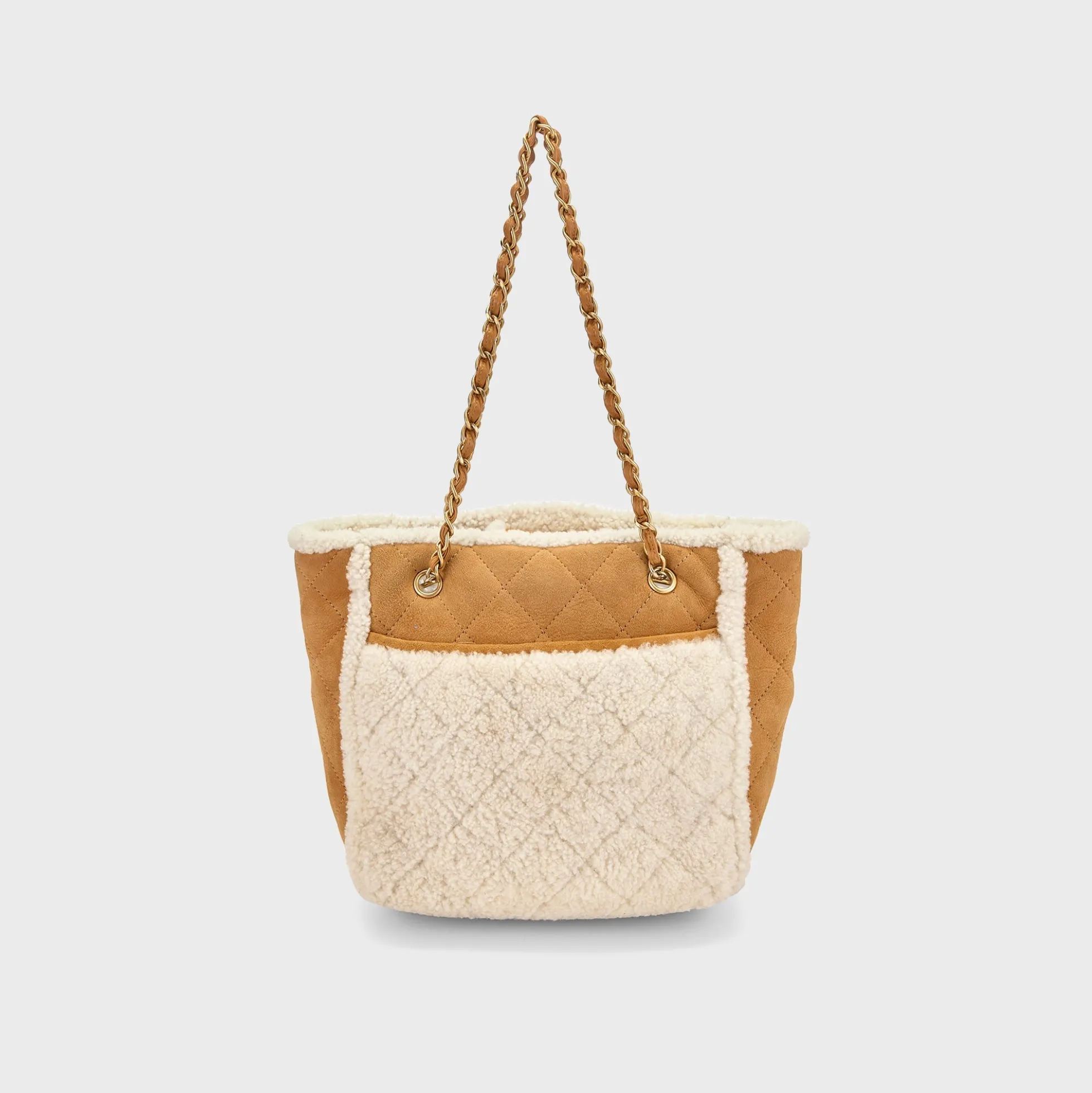 WGACA Chanel Shearling Coco Neige Shopping Tote Small