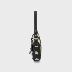 WGACA Fendi Denim Floral Embroidered Mama Baguette Shoulder Bag