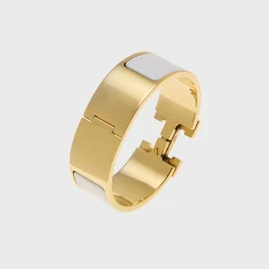 WGACA Hermes Enamel Gold Clic Clac H Wide Bracelet